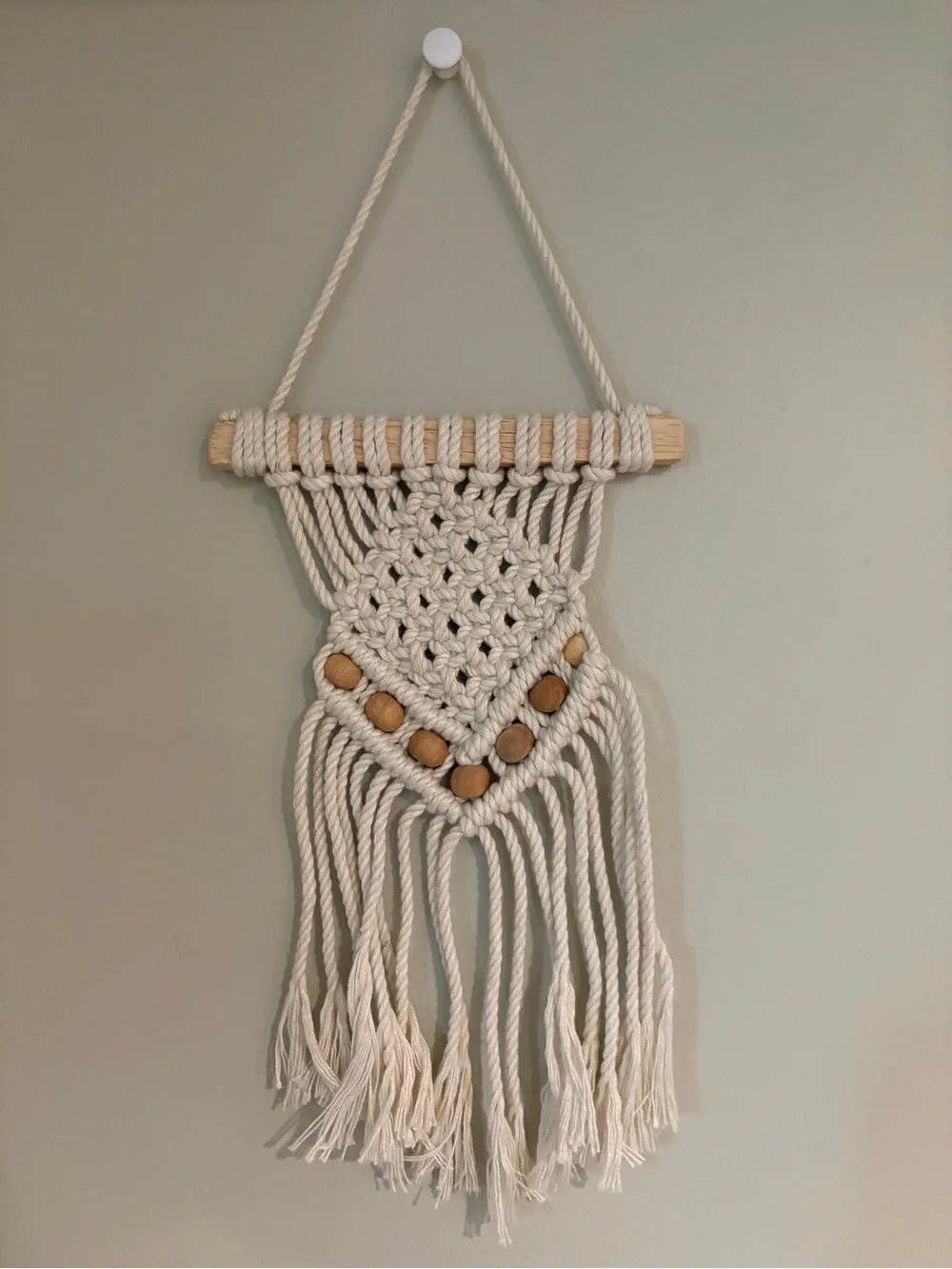 Boho Macramé Wall Hanging with Wood Beads